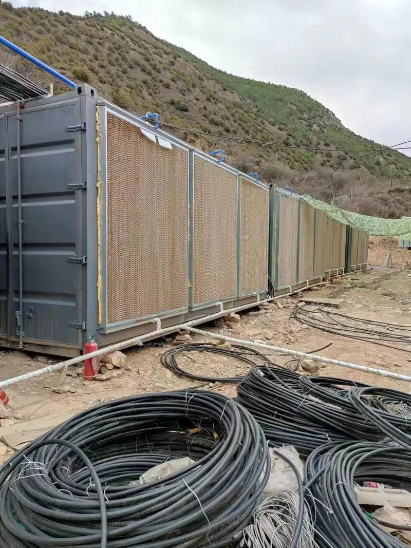 A secure mining farm facility illustrating robust security measures to protect hosted equipment